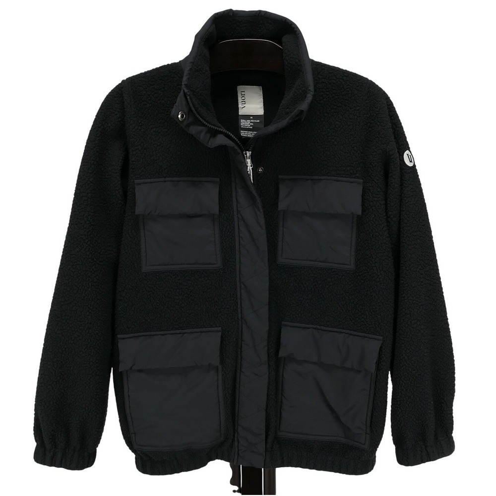 Vuori Utility Jacket Sherpa Fleece Full Zip Women XS Black Jacket Gorpcore Cozy - Picture 2 of 8
